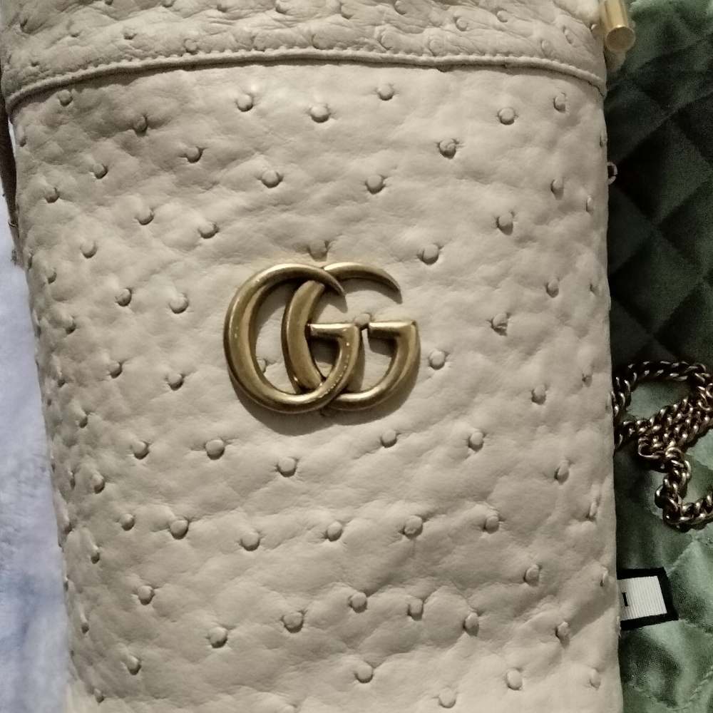 Gucci ostrich mini bucket bag